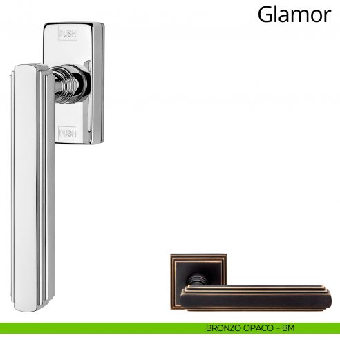 Maniglia per finestra martellina DK antintrusione Glamor Linea Calì bronzo opaco