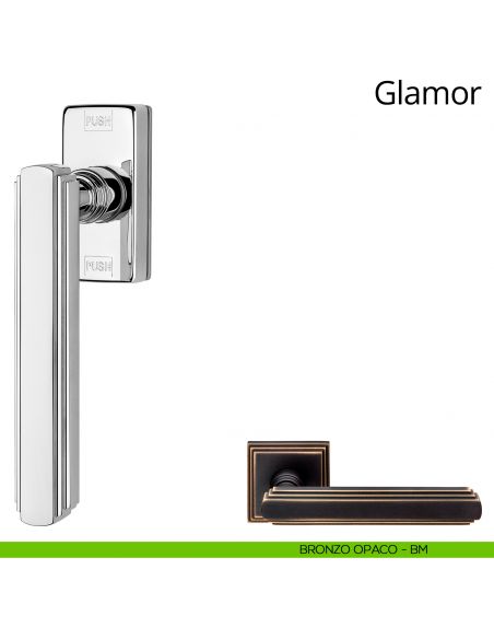 Maniglia per finestra martellina DK antintrusione Glamor Linea Calì bronzo opaco