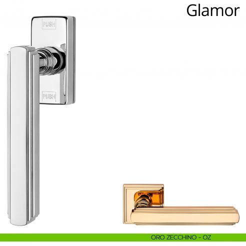 Maniglia per finestra martellina DK antintrusione Glamor Linea Calì oro zecchino