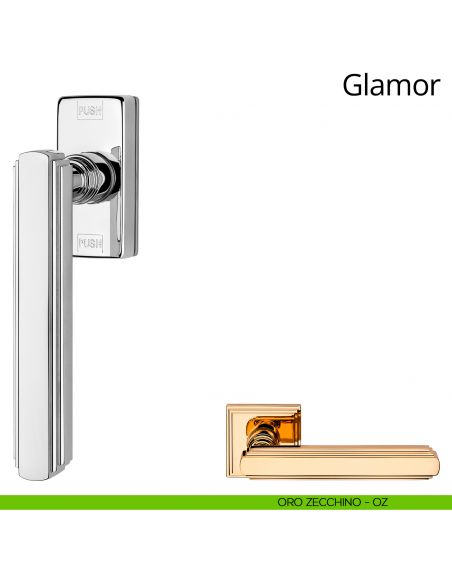 Maniglia per finestra martellina DK antintrusione Glamor Linea Calì oro zecchino