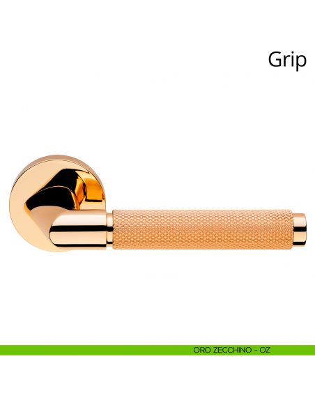 Maniglia per porta interna Grip Linea Calì rosetta tonda tradizionale oro zecchino