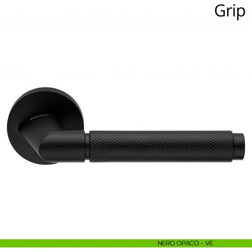 Maniglia per porta interna Grip Linea Calì rosetta tonda tradizionale nero opaco
