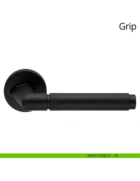 Maniglia per porta interna Grip Linea Calì rosetta tonda tradizionale nero opaco