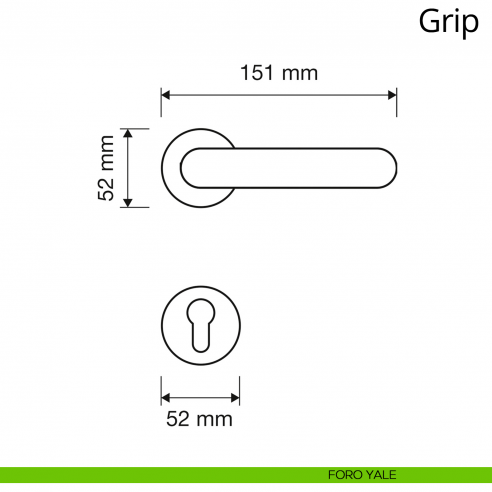 Maniglia per porta interna Grip Linea Calì rosetta tonda tradizionale foro yale