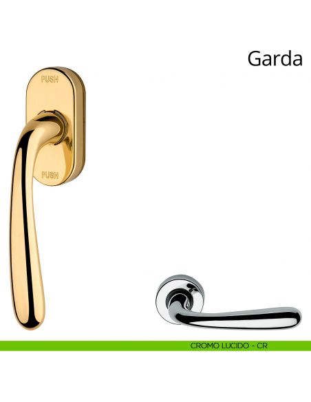 Maniglia per finestra martellina DK antintrusione Garda Linea Calì cromo