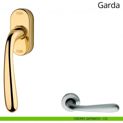 Maniglia per finestra martellina DK antintrusione Garda Linea Calì cromo satinato