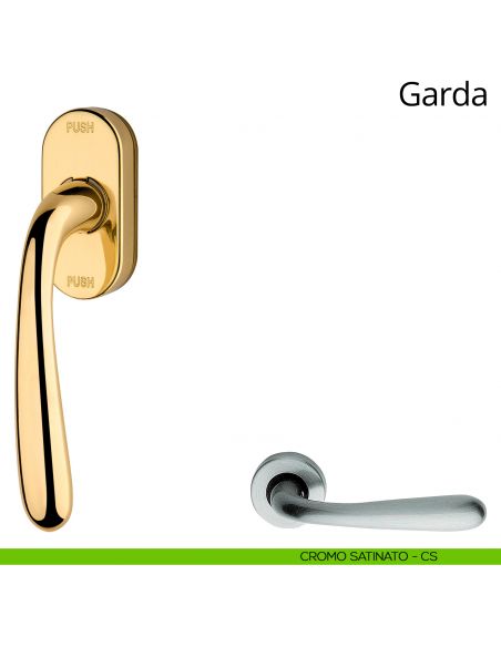 Maniglia per finestra martellina DK antintrusione Garda Linea Calì cromo satinato