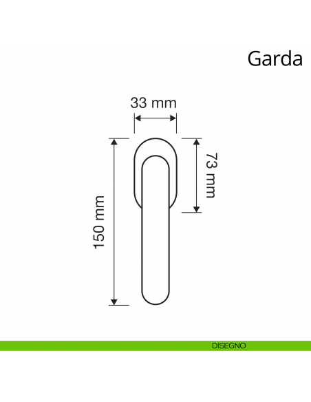 Maniglia per finestra martellina DK antintrusione Garda Linea Calì disegno