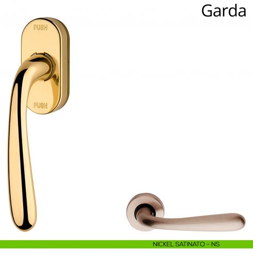 Maniglia per finestra martellina DK antintrusione Garda Linea Calì nickel satinato