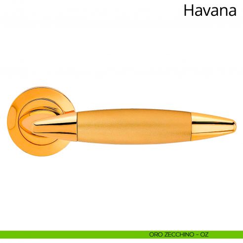 Maniglia per porta interna Havana Linea Calì rosetta tonda oro zecchino