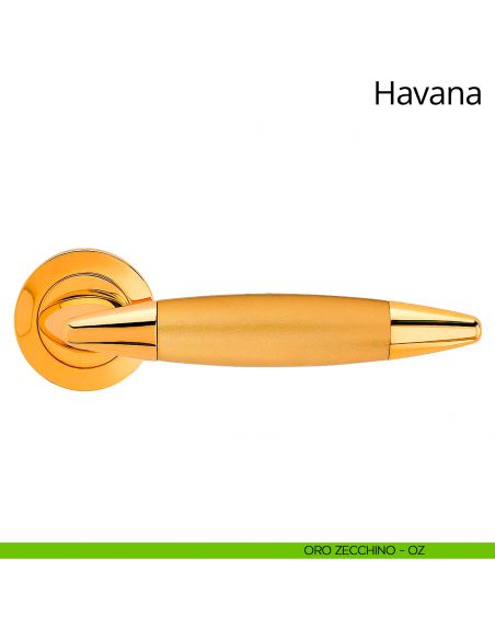 Maniglia per porta interna Havana Linea Calì rosetta tonda oro zecchino