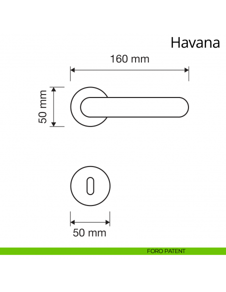 Maniglia per porta interna Havana Linea Calì rosetta tonda foro patent