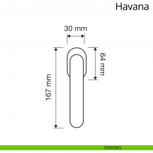 Maniglia per finestra martellina DK Havana Linea Calì disegno