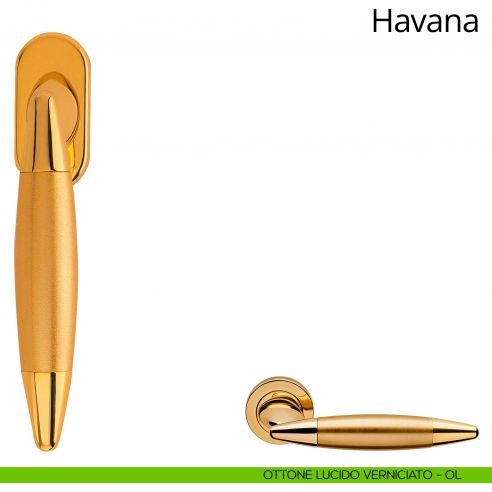 Maniglia per finestra martellina DK Havana Linea Calì ottone lucido verniciato