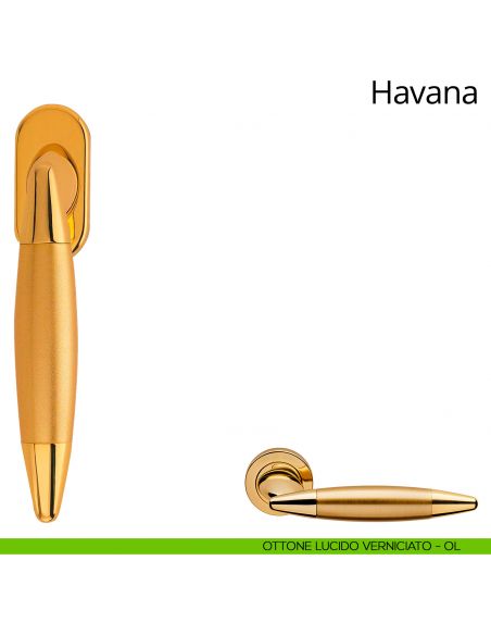 Maniglia per finestra martellina DK Havana Linea Calì ottone lucido verniciato