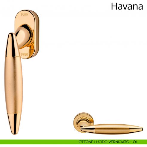 Maniglia per finestra martellina DK antintrusione Havana Linea Calì ottone lucido verniciato