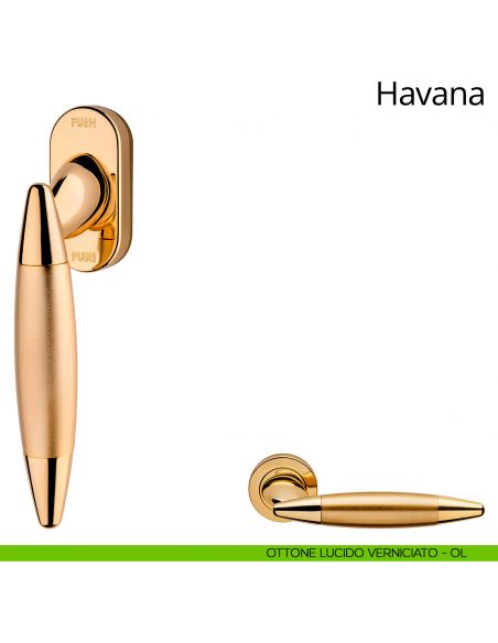 Maniglia per finestra martellina DK antintrusione Havana Linea Calì ottone lucido verniciato