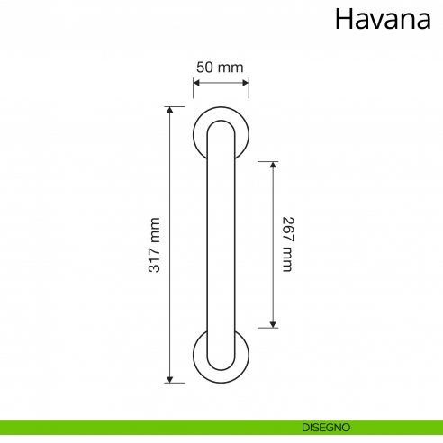 Maniglione per porta dritto Havana Linea Calì disegno
