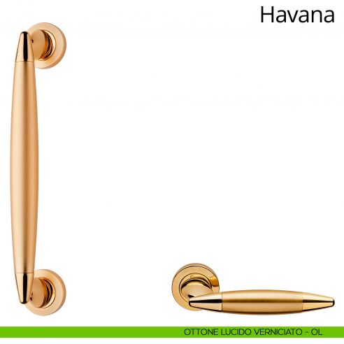 Maniglione per porta dritto Havana Linea Calì ottone lucido verniciato