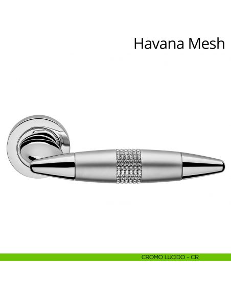 Maniglia per porta interna con Swarovski Havana Mesh Linea Calì cromo