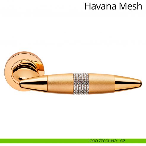 Maniglia per porta interna con Swarovski Havana Mesh Linea Calì oro zecchino