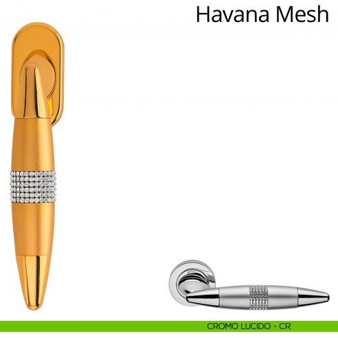 Maniglia per finestra martellina DK con Swarovski Havana Mesh Linea Calì cromo