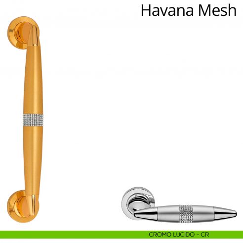 Maniglione per porta dritto con Swarovski Havana Mesh Linea Calì cromo