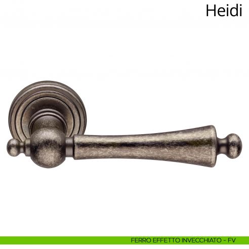 Maniglia per porta interna Heidi Linea Calì rosetta tonda ferro effetto invecchiato