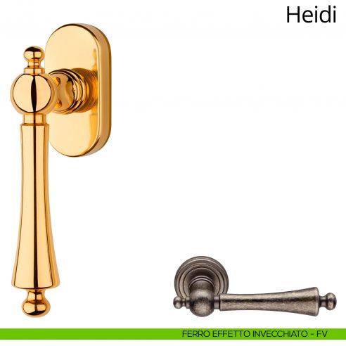 Maniglia per finestra martellina DK Heidi Linea Calì ferro effetto invecchiato
