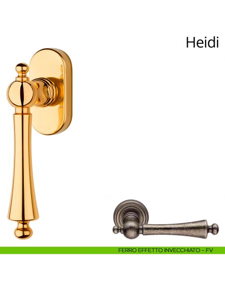 Maniglia per finestra martellina DK Heidi Linea Calì ferro effetto invecchiato