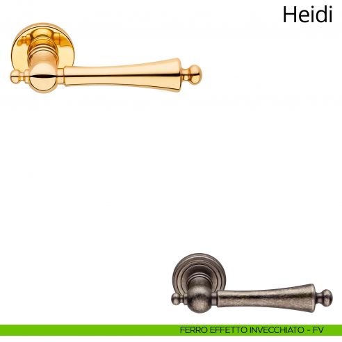 Maniglia per porta interna Heidi Linea Calì rosetta tonda semplice ferro effetto invecchiato