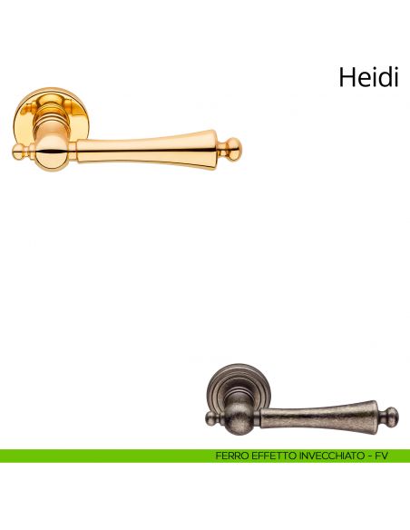 Maniglia per porta interna Heidi Linea Calì rosetta tonda semplice ferro effetto invecchiato