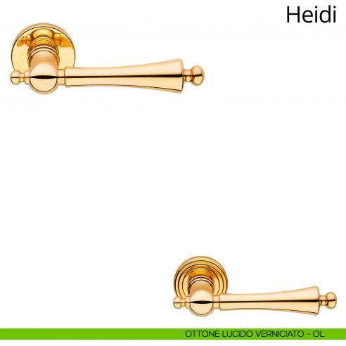 Maniglia per porta interna Heidi Linea Calì rosetta tonda semplice ottone lucido verniciato