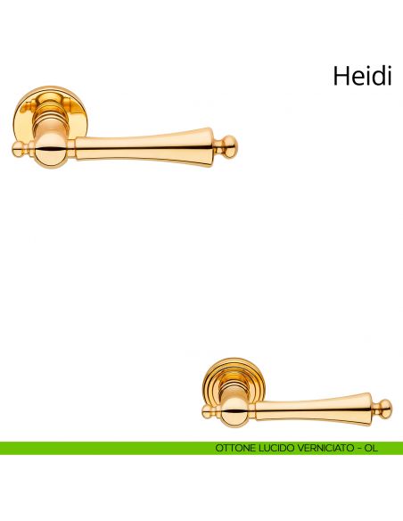 Maniglia per porta interna Heidi Linea Calì rosetta tonda semplice ottone lucido verniciato