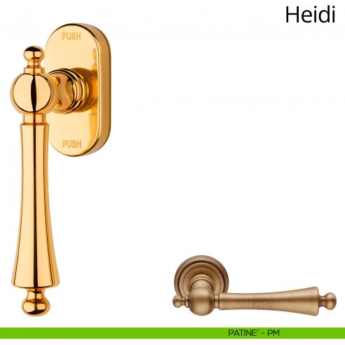 Maniglia per finestra martellina DK antintrusione Heidi Linea Calì patinè