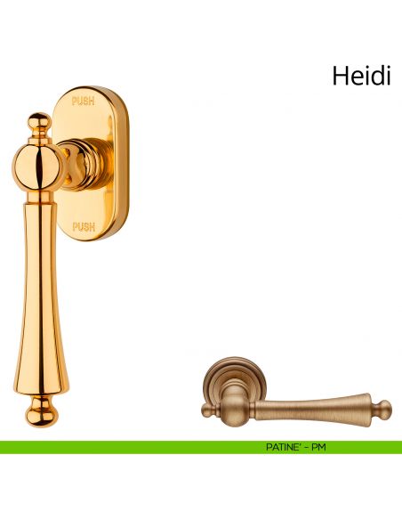 Maniglia per finestra martellina DK antintrusione Heidi Linea Calì patinè