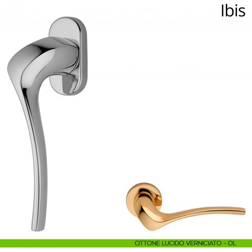 Maniglia per finestra martellina DK Ibis Linea Calì ottone lucido verniciato