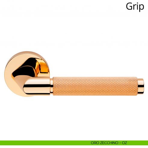 Maniglia per porta interna Grip Linea Calì rosetta tonda bassa oro zecchino
