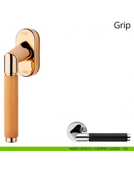 Maniglia per finestra martellina DK antintrusione Grip Linea Calì nero opaco + cromo lucido