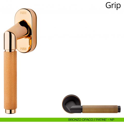 Maniglia per finestra martellina DK antintrusione Grip Linea Calì bronzo opaco + patinè