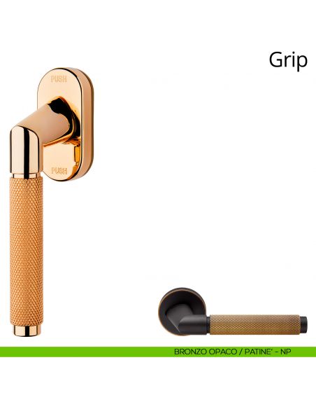 Maniglia per finestra martellina DK antintrusione Grip Linea Calì bronzo opaco + patinè