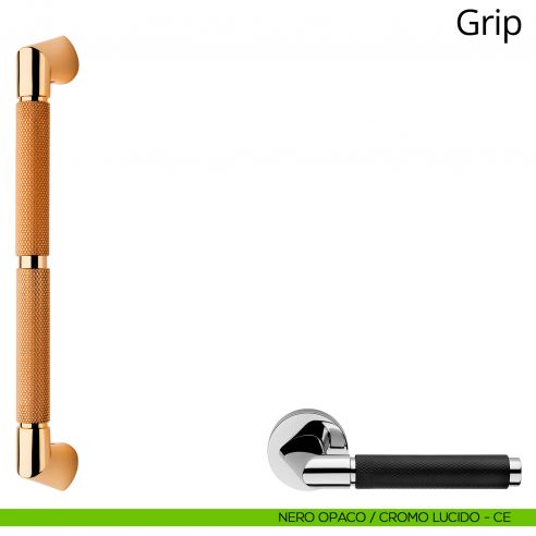 Maniglione per porta dritto Grip Linea Calì nero opaco + cromo lucido