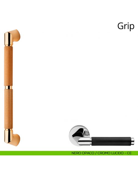 Maniglione per porta dritto Grip Linea Calì nero opaco + cromo lucido