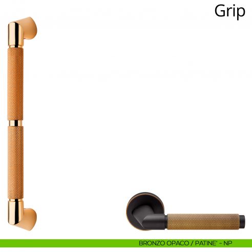 Maniglione per porta dritto Grip Linea Calì bronzo opaco + patinè