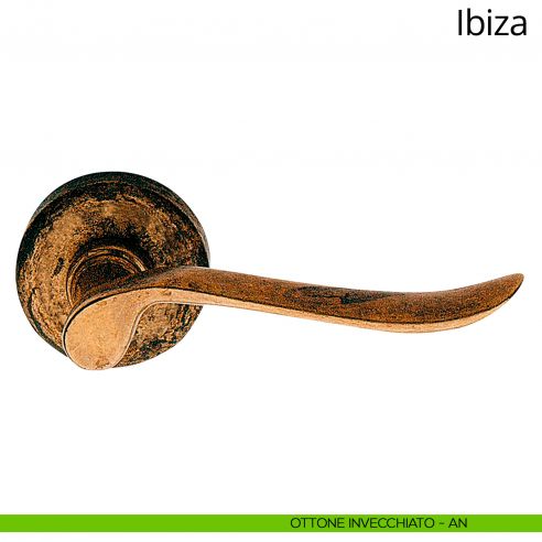 Maniglia per porta interna Ibiza Linea Calì con rosetta tonda ottone invecchiato