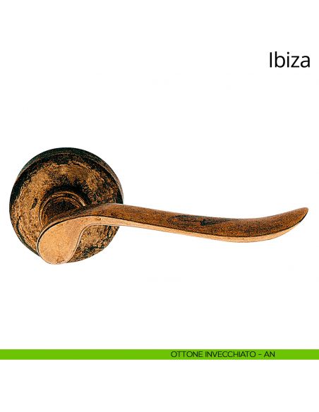 Maniglia per porta interna Ibiza Linea Calì con rosetta tonda ottone invecchiato