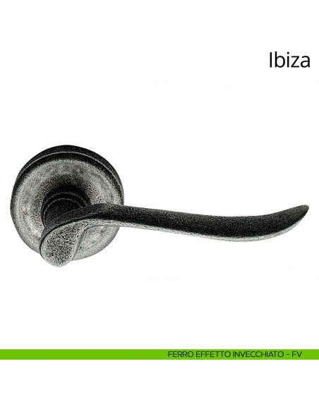 Maniglia per porta interna Ibiza Linea Calì con rosetta tonda ferro effetto invecchiato