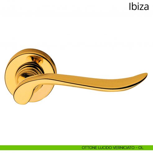 Maniglia per porta interna Ibiza Linea Calì con rosetta tonda ottone lucido verniciato