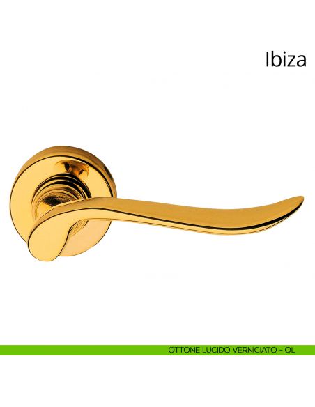 Maniglia per porta interna Ibiza Linea Calì con rosetta tonda ottone lucido verniciato