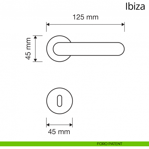 Maniglia per porta interna Ibiza Linea Calì con rosetta tonda foro patent